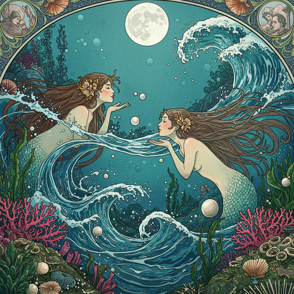 ilustracja do sonetu "As ondas" wygenerowana przez Gemini 2.0 Flash